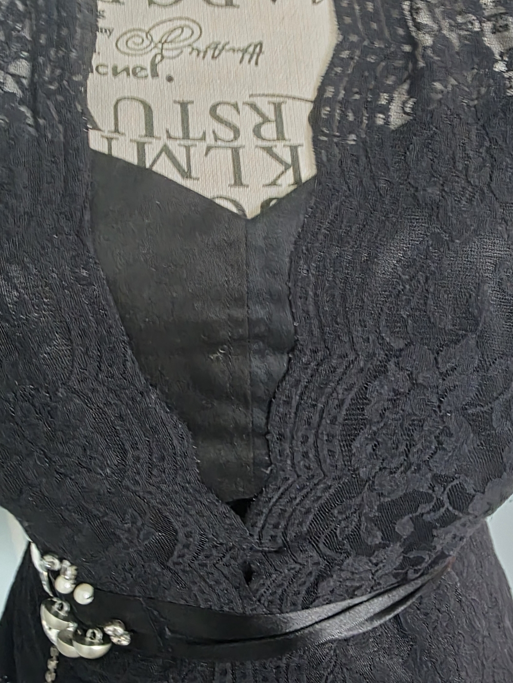 Vintage Y2K Alexandra Rosati Lace Halter Top Cami Black Mesh Size M - Picture 3 of 8